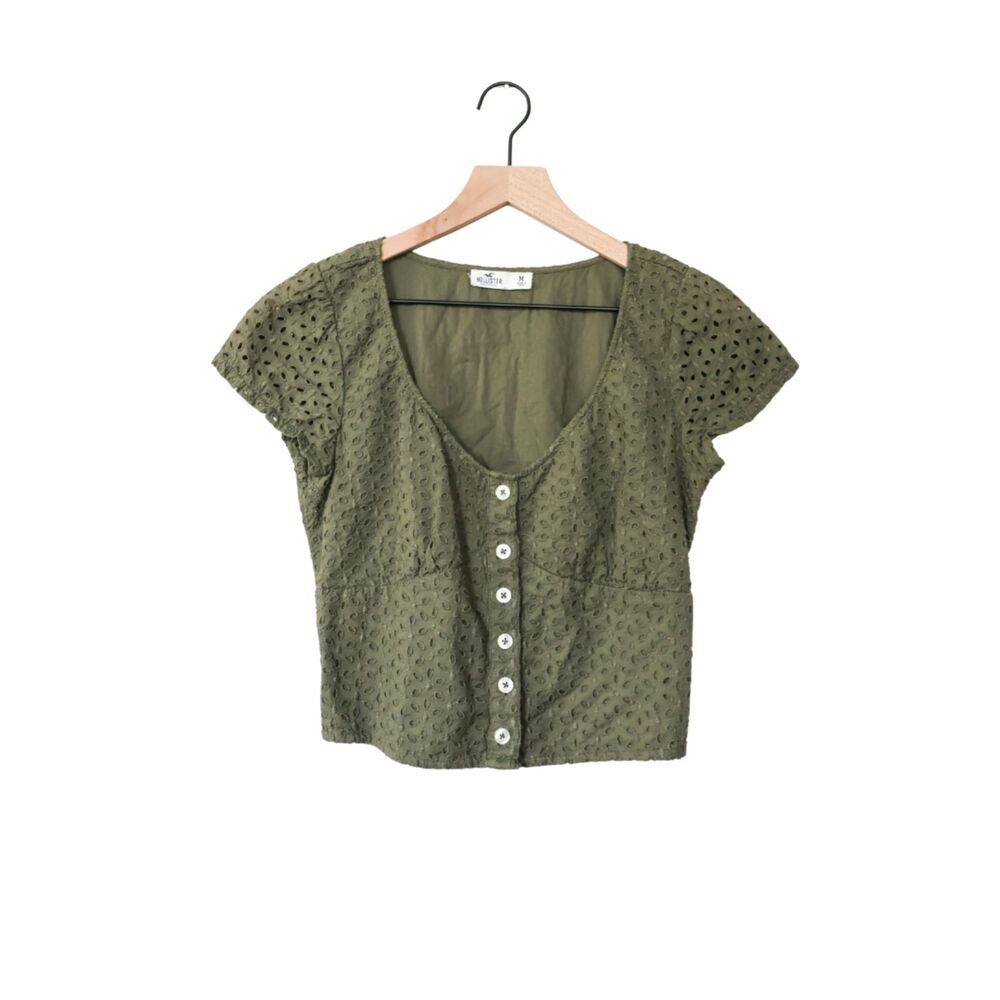 Y2K Hollister Eyelet Babydoll Blouse 90s Medium